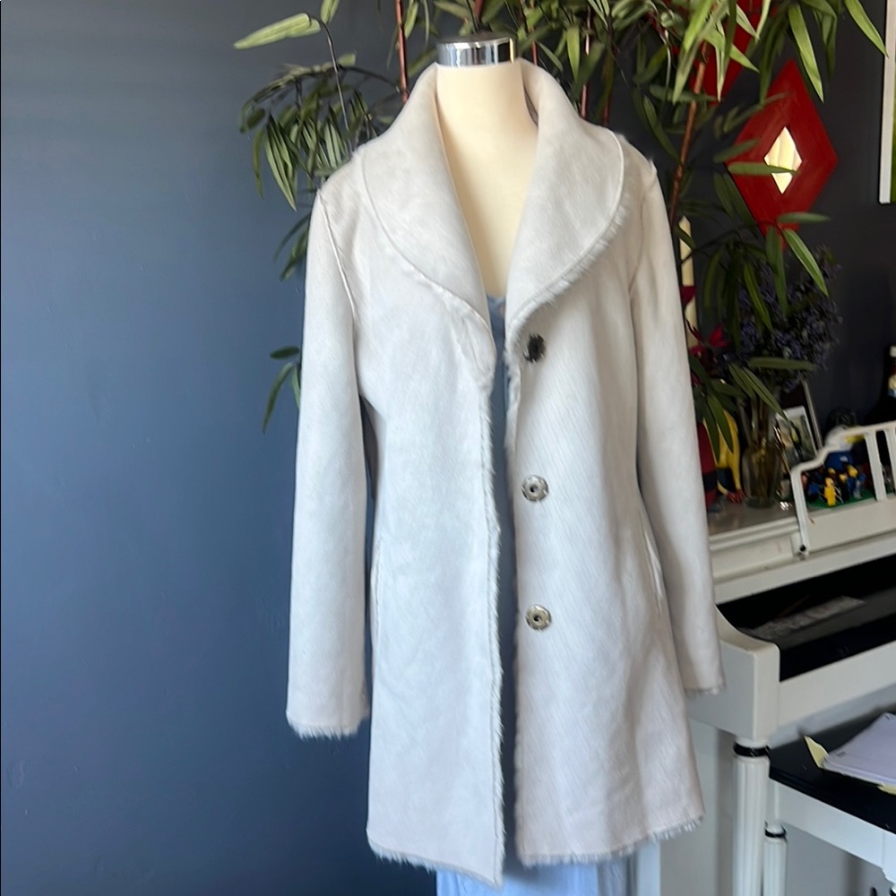 HAWKE & CO Elegant Reversible Cream Women's Coat size M